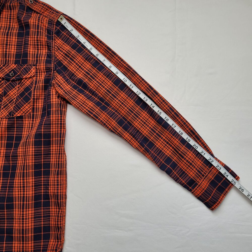 Nautica Jeans Co. Mens Plaid Flannel Button Down Shirt Medium Orange Navy NEW - Picture 10 of 10